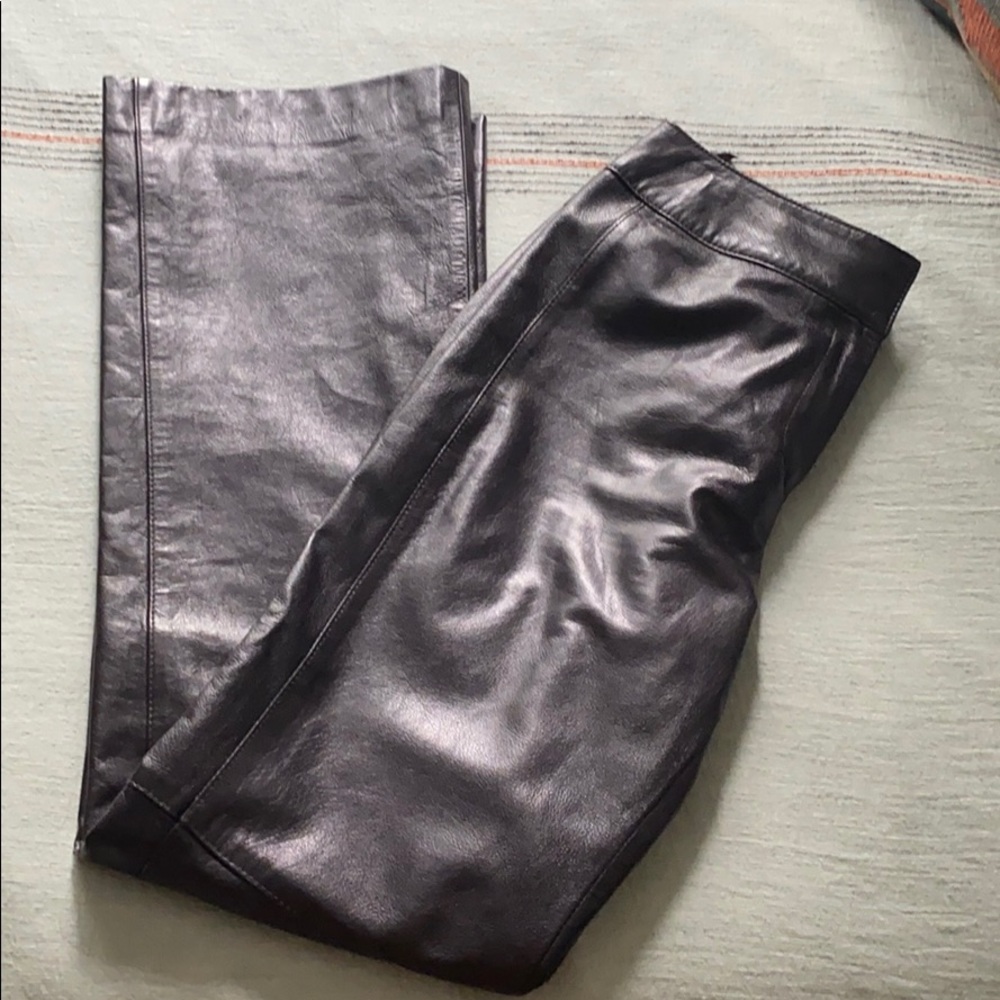Vintage Soft black leather boot cut pants- size 2